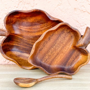 Pair of Fall Leaf Monkey Bowls with Spoon