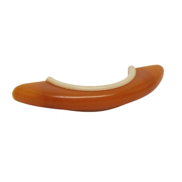Vintage 3 in. Mid Century Orange &#038; White Plastic Bridge Pull