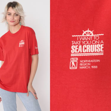 80s GTE Shirt 1988 I Want To Take You On A Sea Cruise Shirt Northeastern Region Telecommunications Tshirt 1980s Vintage Graphic Red Medium 
