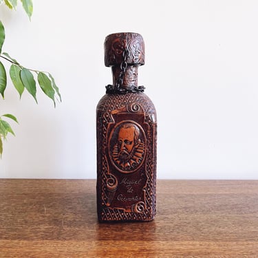 Vintage Spanish Miguel de Cervantes Leather Liquor Decanter 