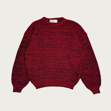 (XL) Red and Black Marled Knit Sweater