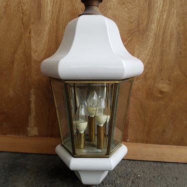 Wall Mount Porcelain and Brass Lantern Large