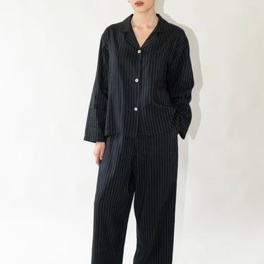 Pajama Shirt in Navy Pinstripe