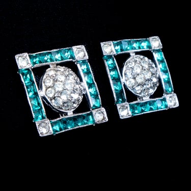 Sterling Silver Rhinestone Earrings by Otis