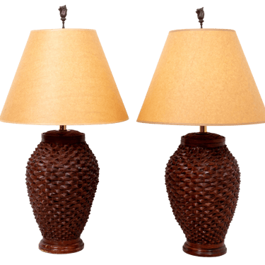 Pair of Woven Lamps