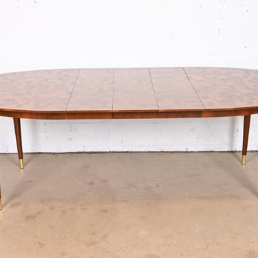 Bert England for Johnson Furniture Patchwork Walnut Extension Dining Table, Newly Refinished