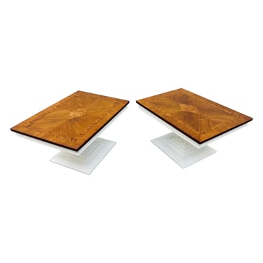 Vintage Burled Walnut Side Tables - Set of 2 