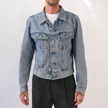 Vintage 90s Calvin Klein Jeans Light Medium Wash Denim Two Pocket Trucker Jacket | Made in USA | 1990s CK JEANS Unisex Denim Trucker Jacket 