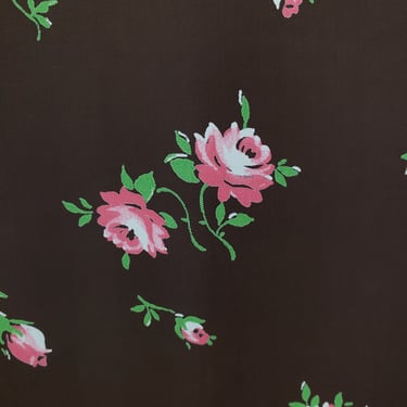 Vintage 1940's Pink Rose Floral Fabric / 50s Floral Rayon Fabric 
