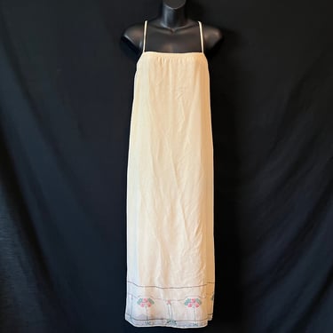 vintage Muney ivory floral robe de style style flapper dress large 