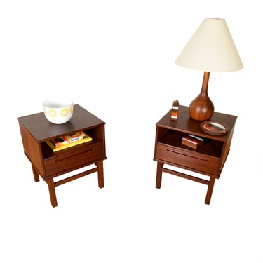 Pair, Nils Jonsson Danish Modern Nightstands by Torring in Deep, Dark Teak