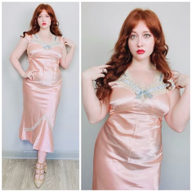 1940s Vintage Pink Rayon Silk Bias Cut Slip | Love Hurts Vintage