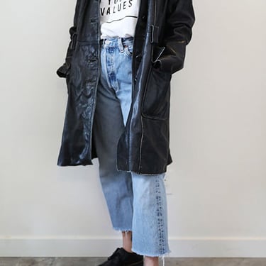 Cura Found - 70s Black Leather Trench Coat