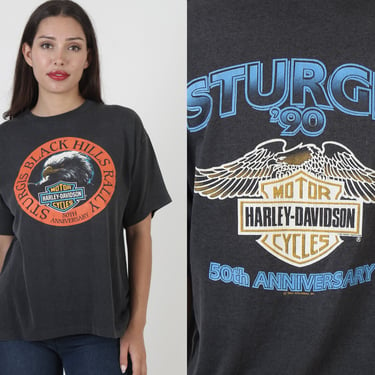 1990 Sturgis Motorcycle Rally T Shirt, South Dakota Biker Tee, Vintage Black Hills Motor Classic, Harley Davidson 2 Sided Shirt L 