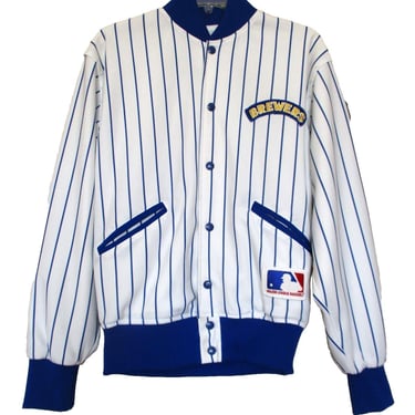 Vintage 80s Milwaukee Brewers Felco MLB Bomber Pinstripes Jacket Mens Medium 