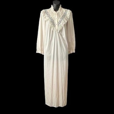 vintage prairie nightgown off white lace bodice gown large 