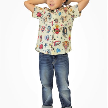 Boy's Beige Tattoo Top 