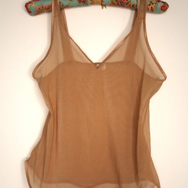 2000s Vintage Tan Mesh Tank Top by Guess Jeans