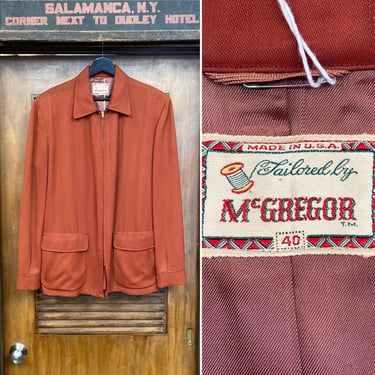 Vintage 1950’s “McGregor” Rayon Gabardine Rockabilly Jacket, 3/4 Length, Original, 50’s Vintage Clothing 