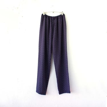 Vintage 80s Diane Fréis Pants Anchor Semi Sheer Pajama Pants // Nautical Purple White Sailor Harem Pants 