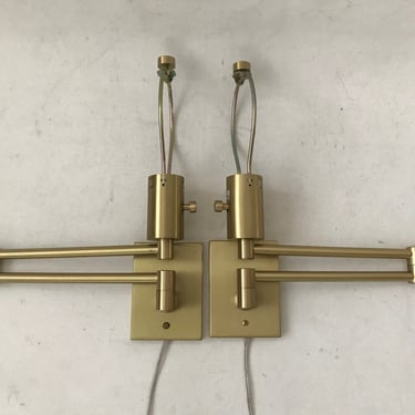 Mendizabal Industria Brass Swing Out Arm Wall Lamps Modern- a Pair 