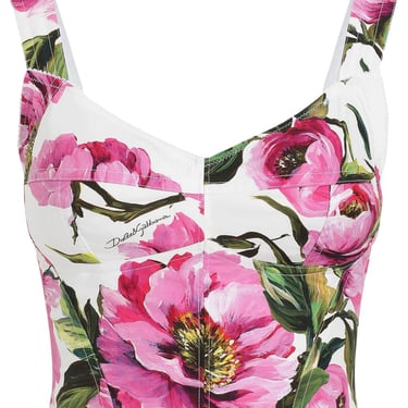 Dolce & Gabbana Women Printed Cotton Bustier Top