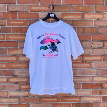vintage 90s white funny there's no beaver better tee / l large 