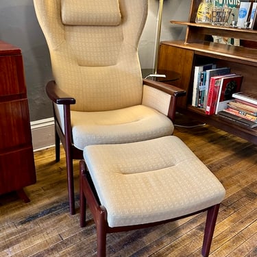 Vintage Wingback Lounge Chair &#038; Ottoman by Farstrup of Denmark