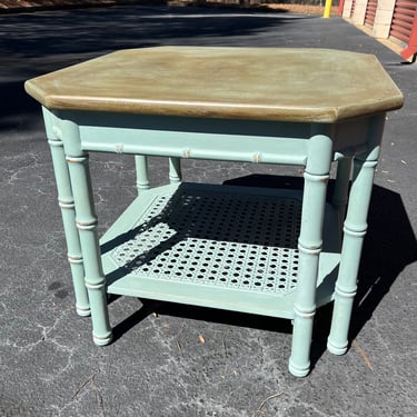 Pretty vintage faux bamboo table - lightly distressed - painted 