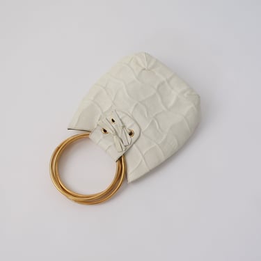 Vintage Italian Leather Ring Handle Purse