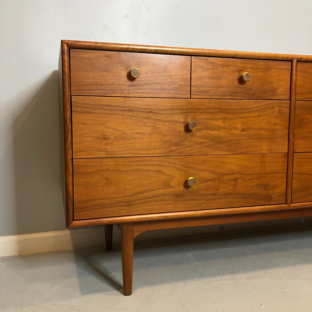 Vintage Kipp Stewart Walnut 8 Drawer Lowboy Dresser for Drexel Bentwood Vintage South Philly