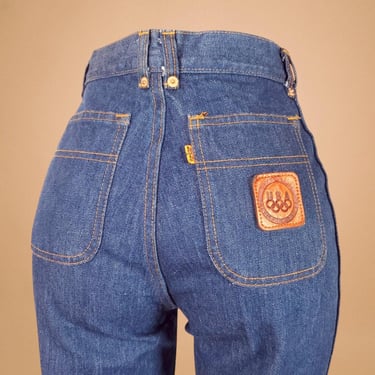 Levi's 1980 Olympics jeans deadstock vintage orange tab collectible novelty denim high rise straight leg slim fit long (27-28 x 34) 