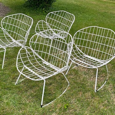 Vintage Modern Wire Patio Chairs-  set Four 