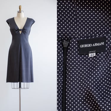 vintage Armani dress | y2k vintage Giorgio Armani black white polka dot silk low cut mini dress 