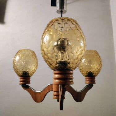 Vintage Ceiling Lamp / Three Bulbs Chandelier / Vintage Lightning/ Mid Century/ Space Age/ Hanging Lamp/ Pendant Light / 70s Yugoslavia 