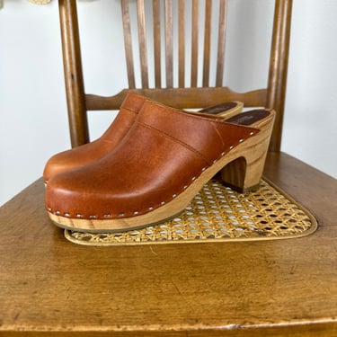 Wooden Heeled Leather Clogs by American Apparel 