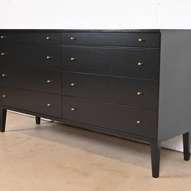 Paul McCobb for Directional Mid-Century Modern Black Lacquered Eight-Drawer Dresser or Credenza, Newly Refinished