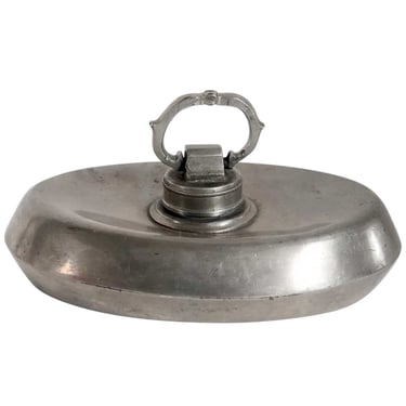 1930s Vintage German R. Zamponi Pewter Oval Bed Warmer / Hot Water Bottle / Foot Warmer 