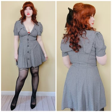 60s Gingham Sailor Collar Mini Dress - Extra Small | Vintage