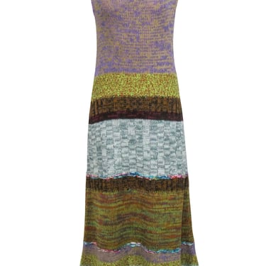 Anthropologie - Lavender & Multicolor Woven Knit Maxi Dress Sz M