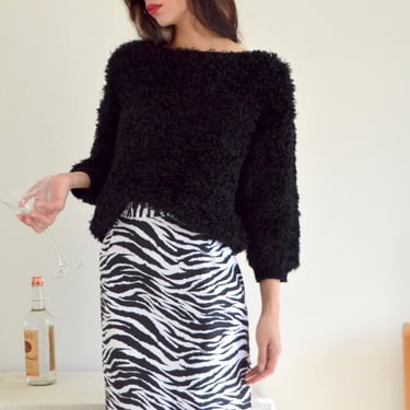 fuzzy pullover black cropped sweater 