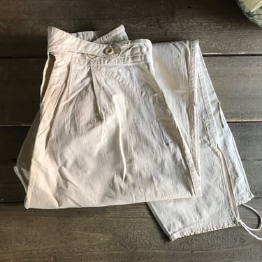 French Rustic Long Johns, Military Issue, Numbered, Work Wear, White Pants, Mens Period Clothing, Reenactments 