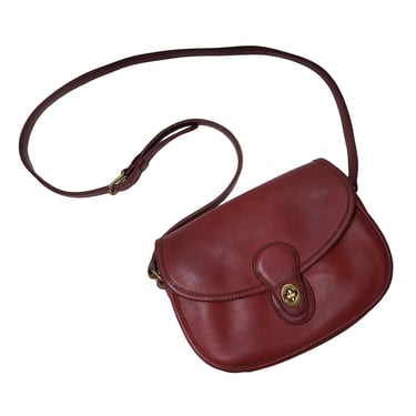 Vintage Coach Prairie Handbag Purse 9954, Red Leather Saddle Flap Crossbody Bag, Minimalist, Classic, Made in USA, Shoulder Bag 