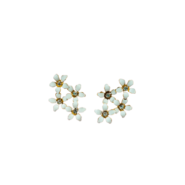 The Pink Reef Quad Floral Stud in White
