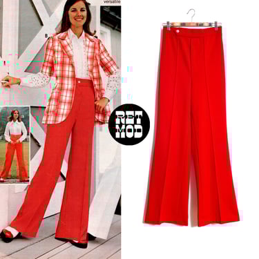 Fun Vintage 60s 70s Red Polyester Pants 