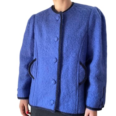 Vintage Donegal Design Purple Mohair Wool Handwoven Irish Cardigan Jacket Sz L 