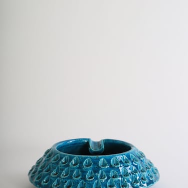 Aldo Londi for Bitossi Ashtray | Vintage Mid century Modern Bitossi Italian blue ceramic ashtray 