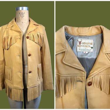 BERMAN BUCKSKIN CO. Vintage 50s 60s Leather Fringe Jacket | 1950s 1960s Buck Skin Western | Cowgirl, Southwestern, Boho | Women's Small 