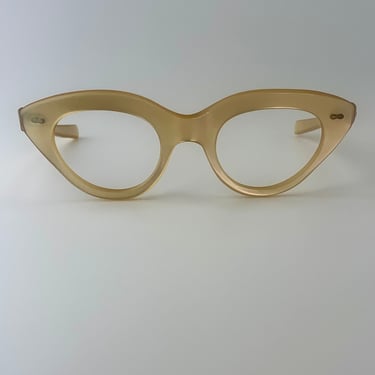 Vintage 1950'S Cat Eye Glasses - Light Gold Colored Plastic Frames - Optical Quality Frames 