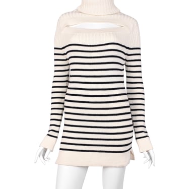 Jean Paul Gaultier Vintage AW 2000 Ivory and Black Breton Stripe Turtleneck Sweater